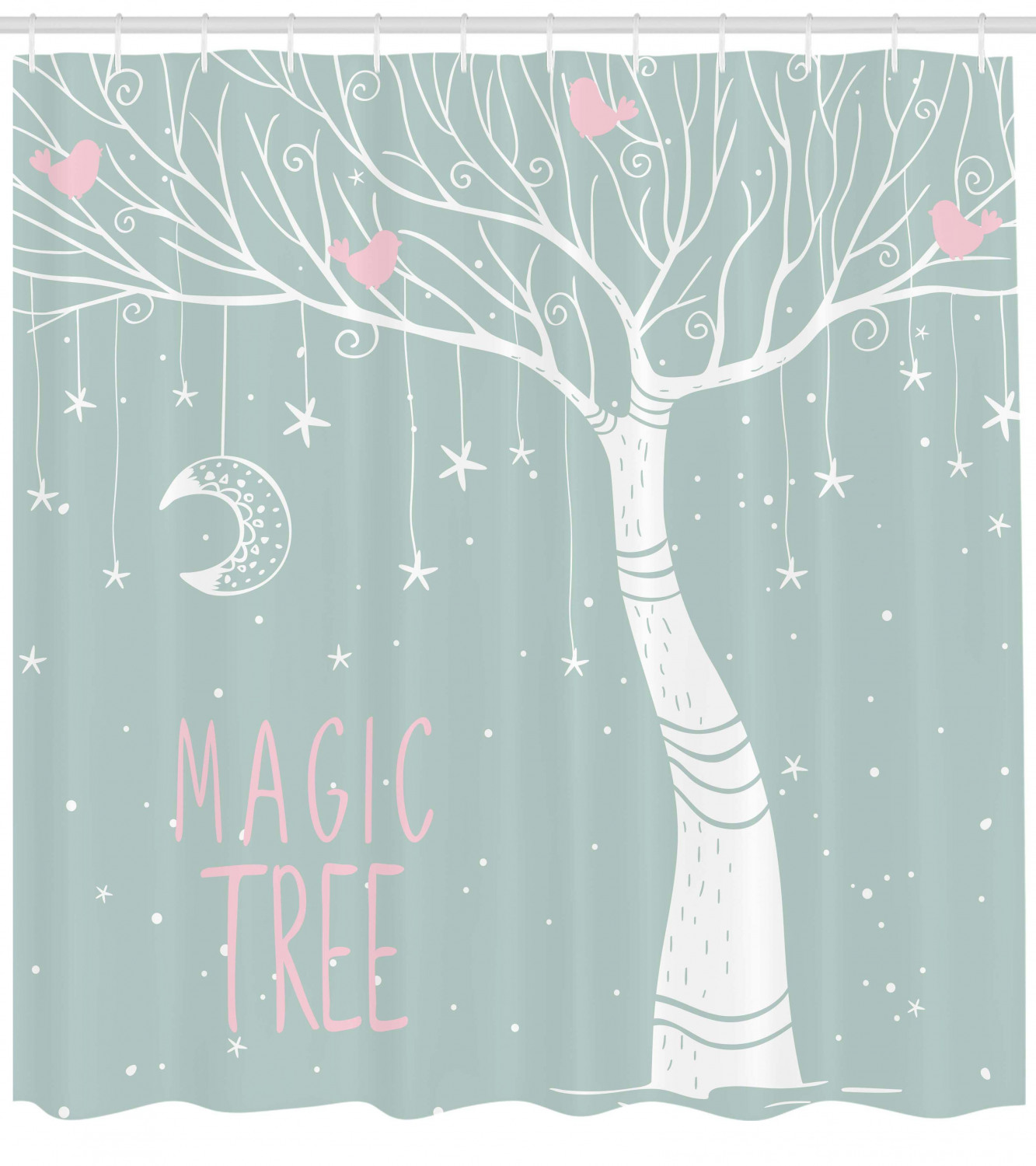 Pastel Moon And Star Printed Shower Curtain: Stylish Bath Accessory - Image 4