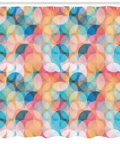 Pastel Mosaic Circles Geometric Pattern Shower Curtain For Modern Bathroom Decor