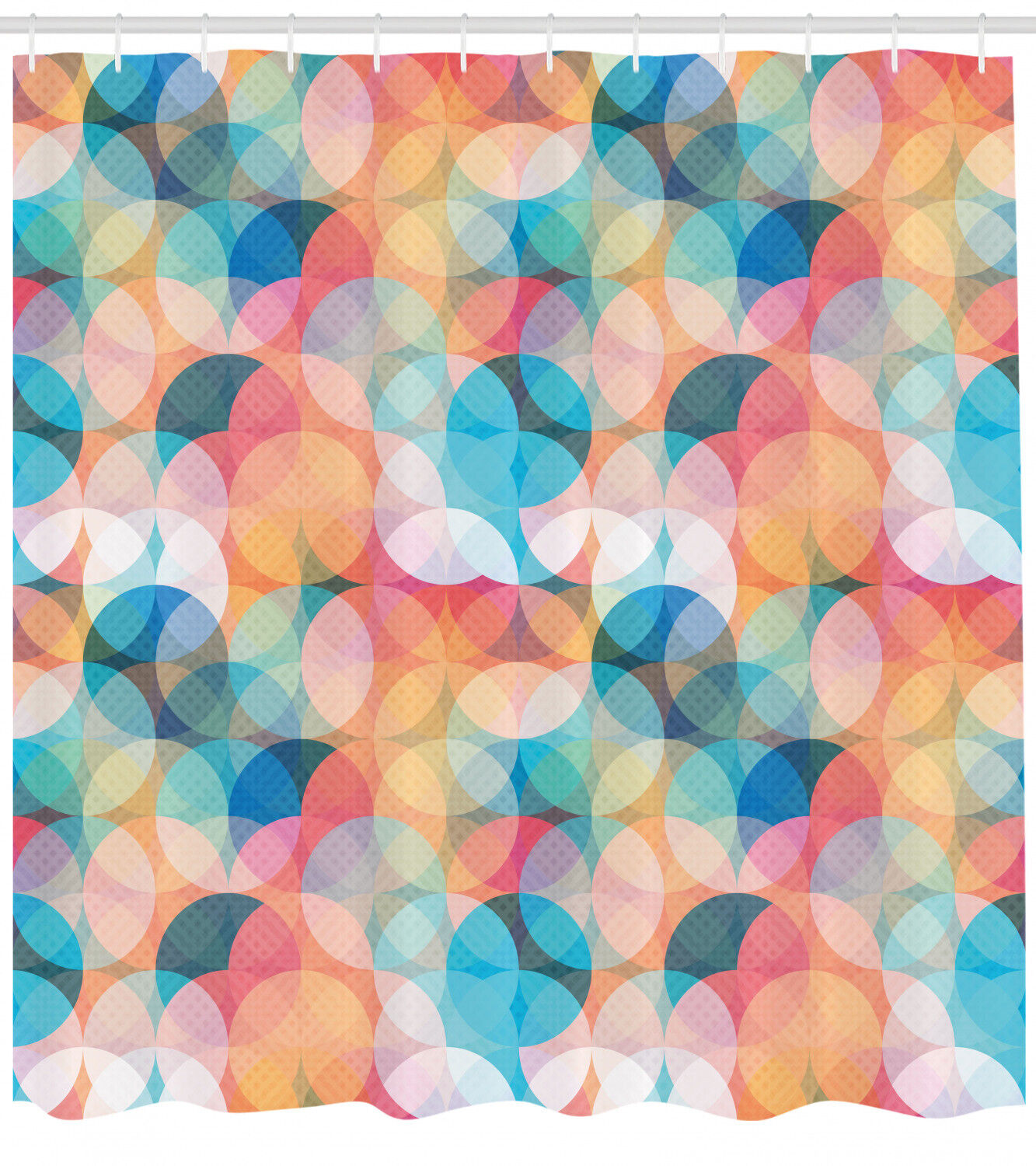 Pastel Mosaic Circles Geometric Pattern Shower Curtain For Modern Bathroom Decor