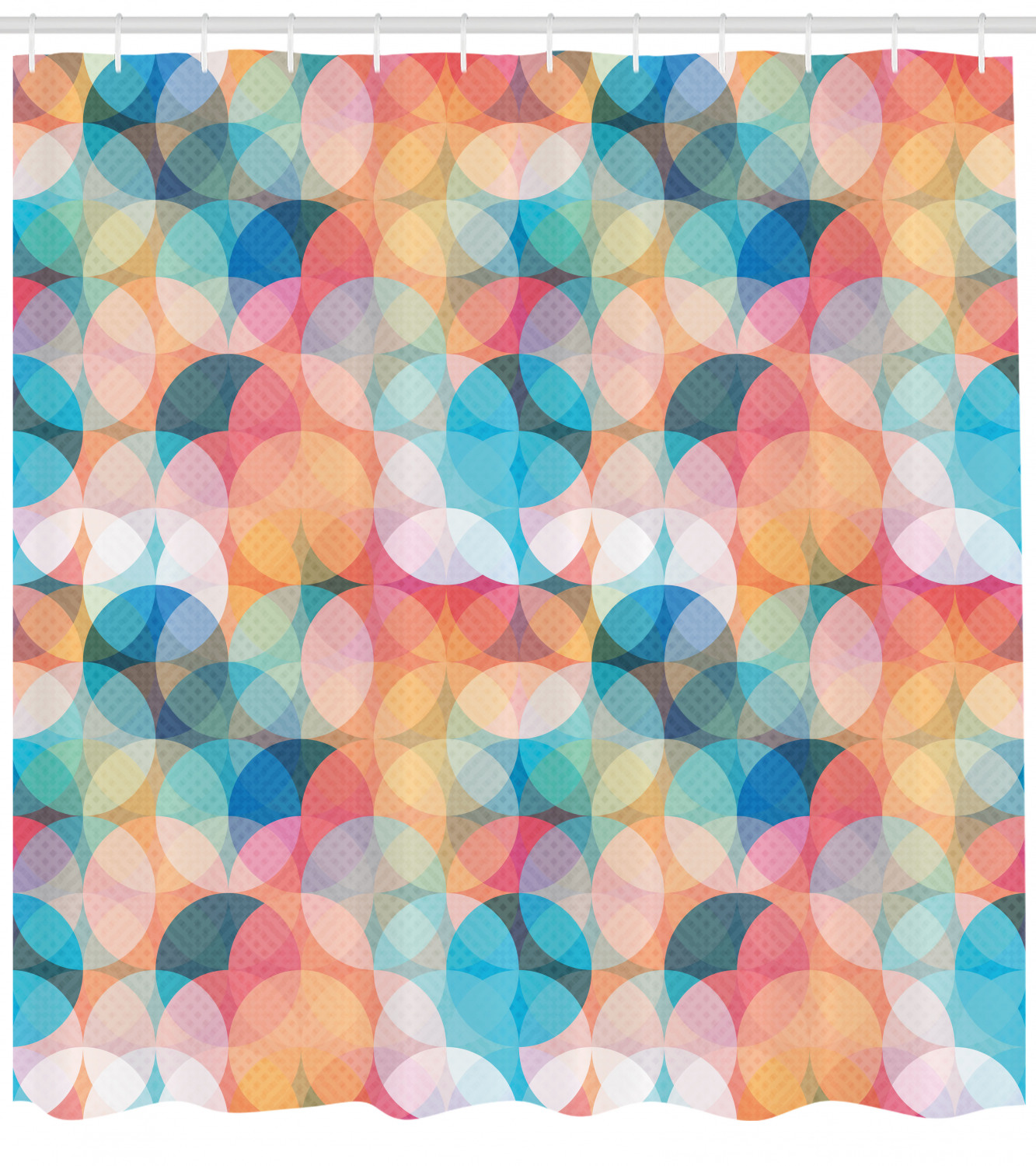 Pastel Mosaic Circles Geometric Pattern Shower Curtain For Modern Bathroom Decor