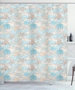 Pastel Nautical Shower Curtain with Toned Seashells Print - Perfect Addition to Your Bathroom Decor