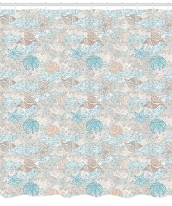 Pastel Nautical Shower Curtain with Toned Seashells Print - Perfect Addition to Your Bathroom Decor