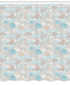 Pastel Nautical Shower Curtain with Toned Seashells Print - Perfect Addition to Your Bathroom Decor