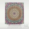 Pastel Neutral Colours Geometric Mandala Design Shower Curtain for Bohemian Bath Decor
