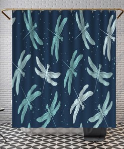 Pastel Pattern Bath Curtains With Aqua Insects Bath Decor For Your Bathroom