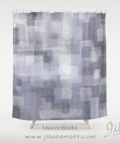 Pastel Purple Gentle Tones Geometric Pattern Shower Curtain for Soft Flannel Look Bathroom Decor