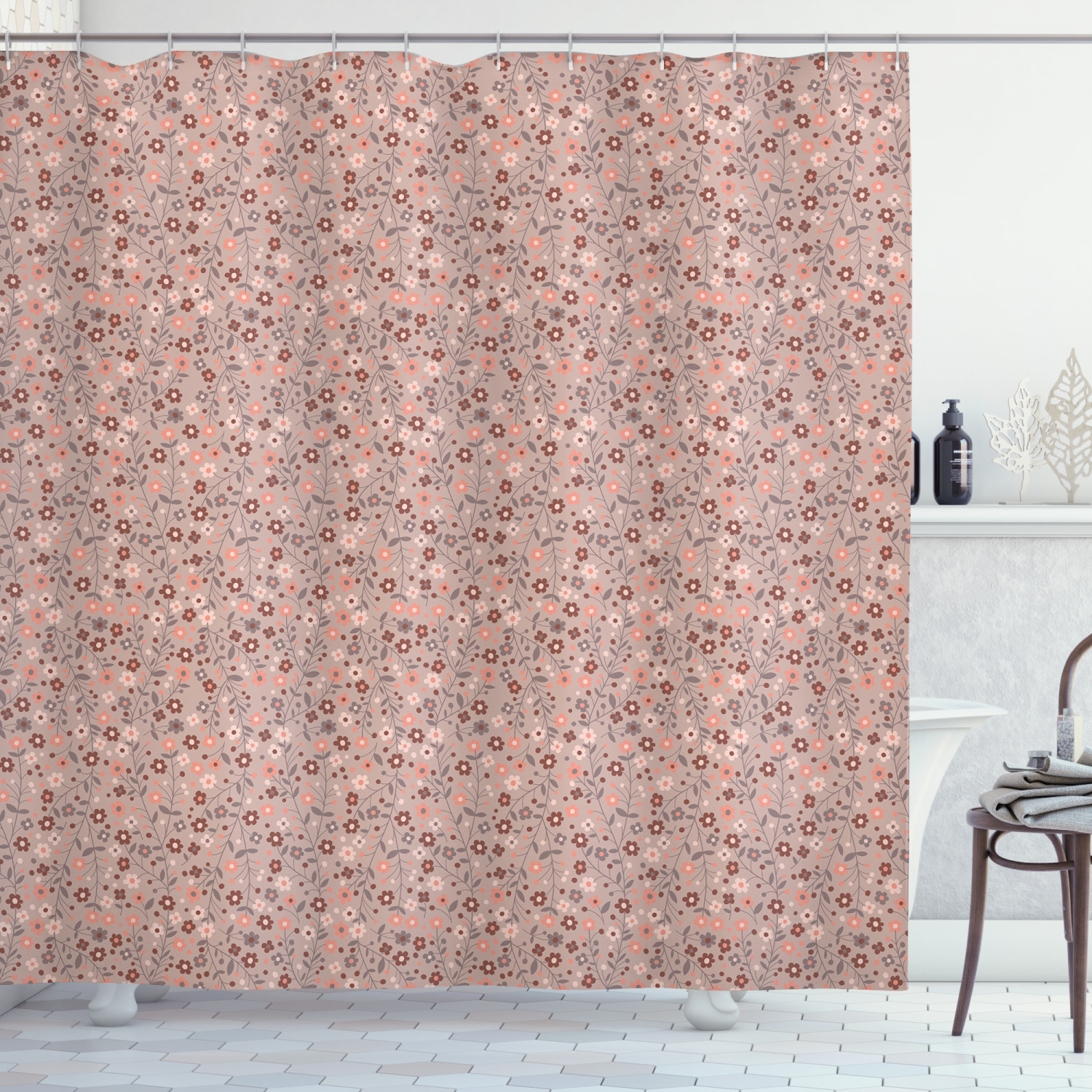 Pastel Spring Petals Flowers Print Shower Curtain For Delicate Bathroom Decor