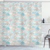 Pastel Toned Sea Shell Starfish Mollusk Seahorse Coral Reef Motif Design Nautical Shower Curtain