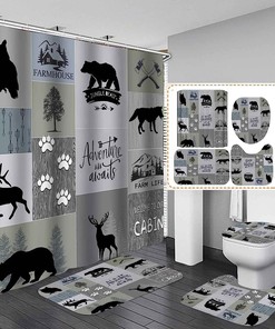 Patchwork Wildlife Animals Shower Curtain For A Rustic Farmhouse Bathroom Decor