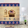 Patriotic American Farm And Stars Print Shower Curtain Fabric Decor