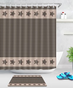 Patriotic Checkered Stars and Stripes Shower Curtain for Bathroom Decor