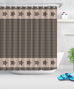 Patriotic Checkered Stars and Stripes Shower Curtain for Bathroom Decor
