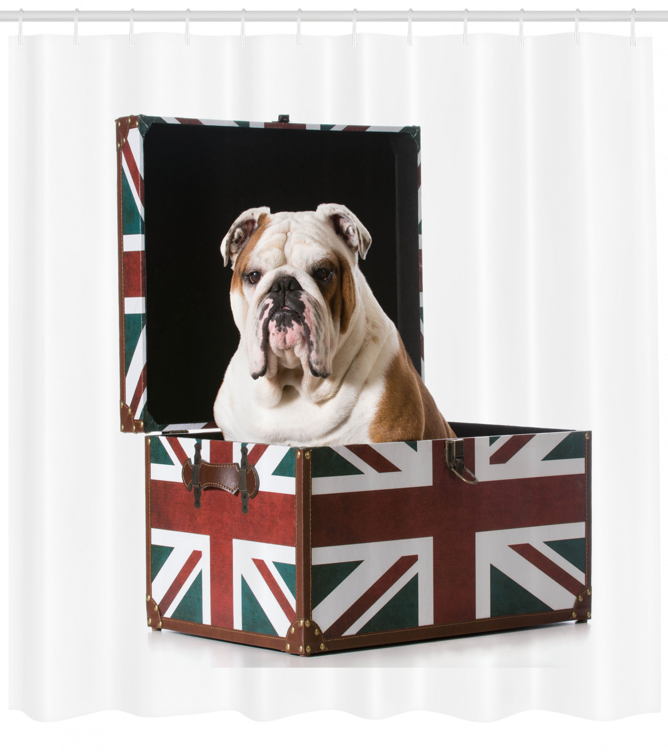 Patriotic English Bulldog Print Shower Curtain, Animal Lover Bathroom Accessory