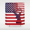 Patriotic Hunter'S Shower Curtain With Deer And Usa Flag Print
