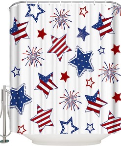Patriotic Memorial Stars Freedom Shower Curtain - Patriotic Memorial 4Th Of July Waterproof Bath Curtain