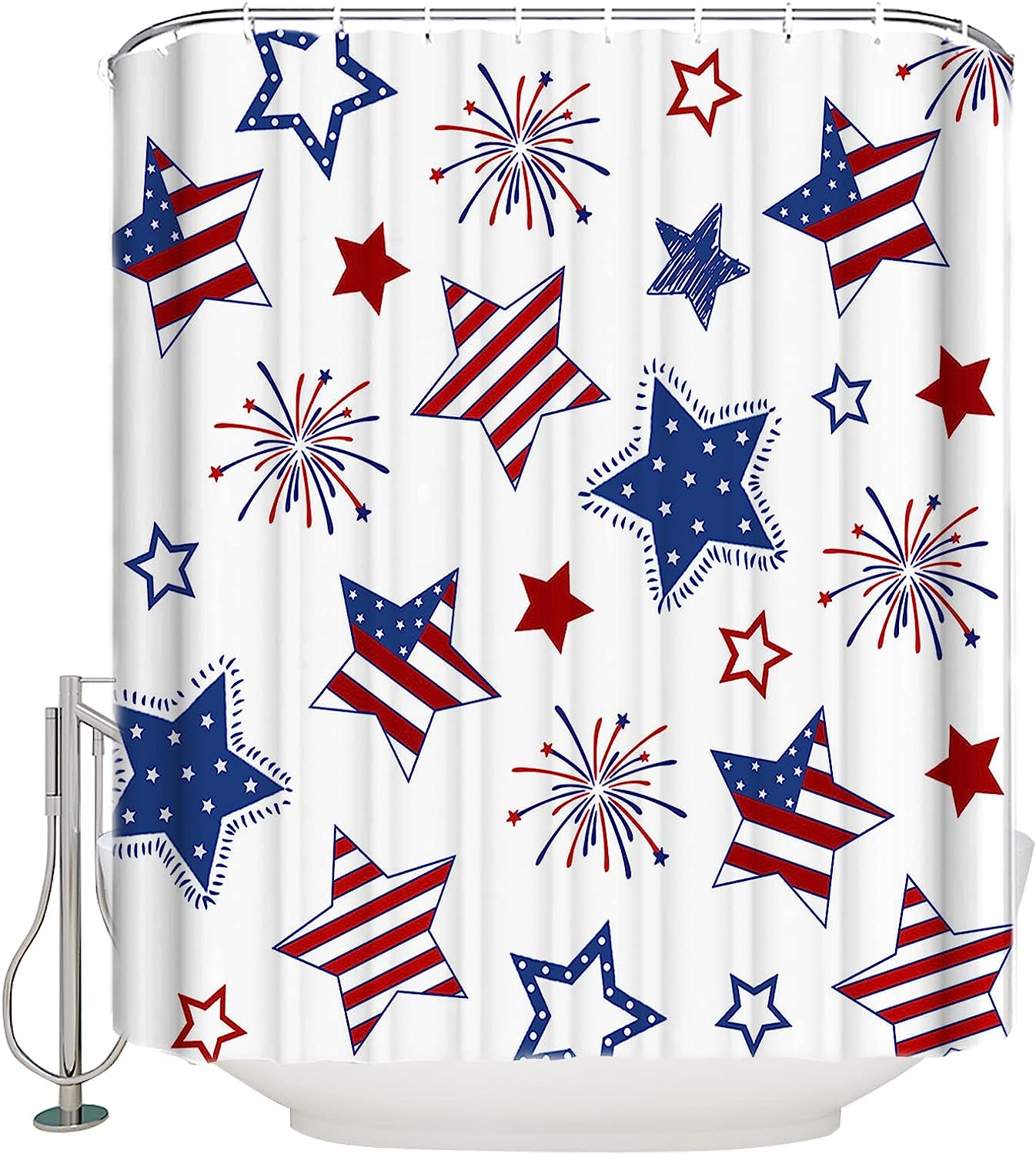 Patriotic Memorial Stars Freedom Shower Curtain - Patriotic Memorial 4Th Of July Waterproof Bath Curtain