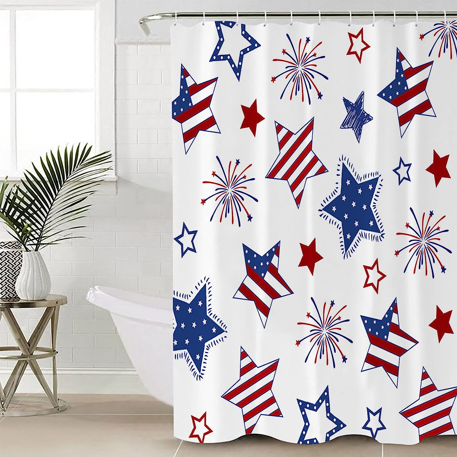 Patriotic Memorial Stars Freedom Shower Curtain - Patriotic Memorial 4Th Of July Waterproof Bath Curtain - Image 4