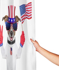 Patriotic Pet Dog Cloth Fabric Bathroom Decor Shower Curtain