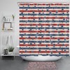 Patriotic Shower Curtain with Red and Blue Stripes and Star Accent