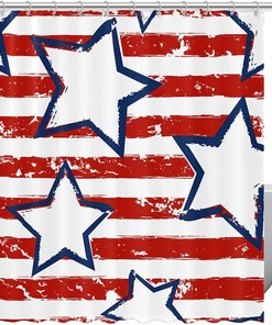 Patriotic Shower Curtain with Stars and Stripes Design for Chic Bathroom Decor