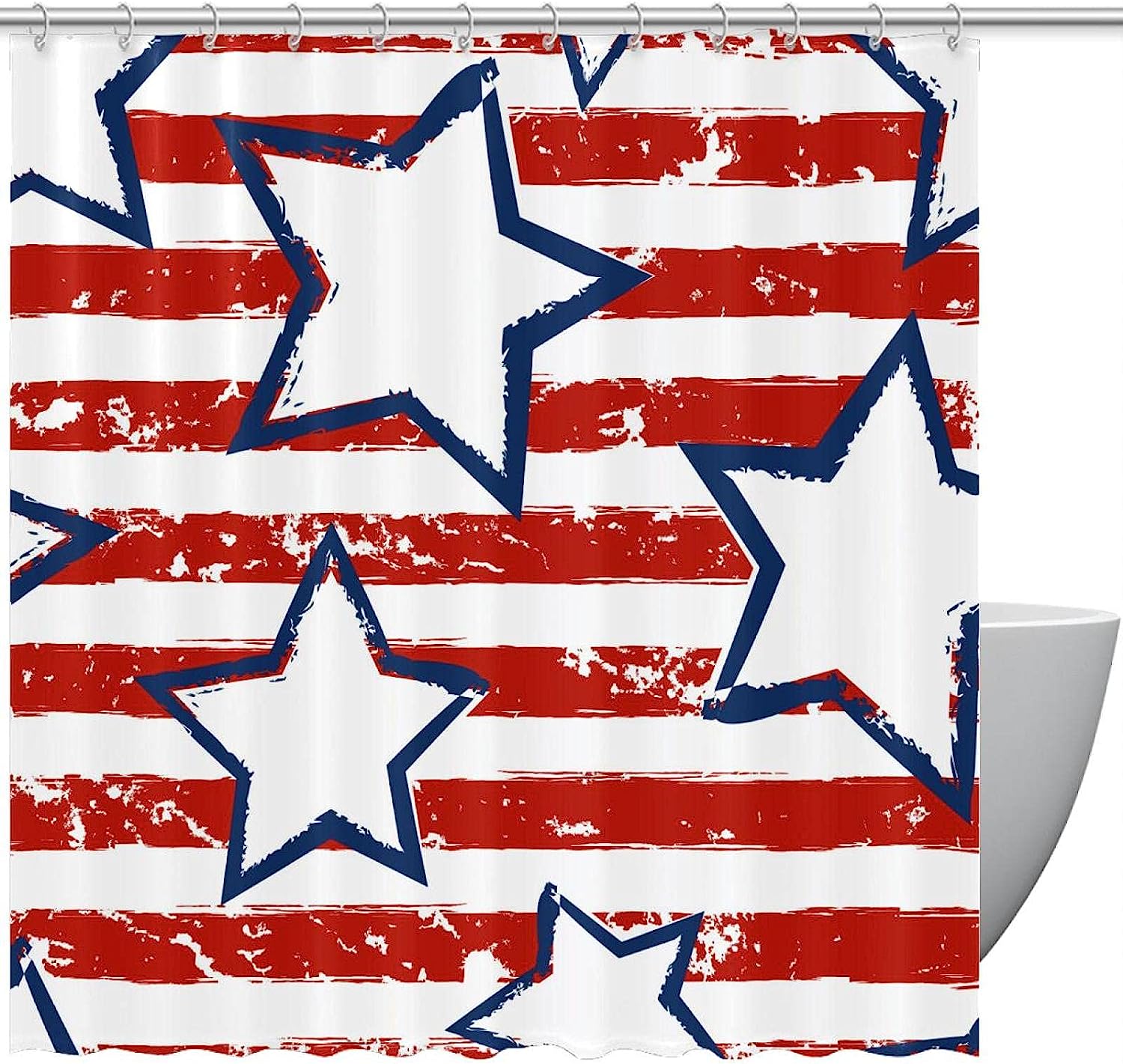 Patriotic Shower Curtain with Stars and Stripes Design for Chic Bathroom Decor