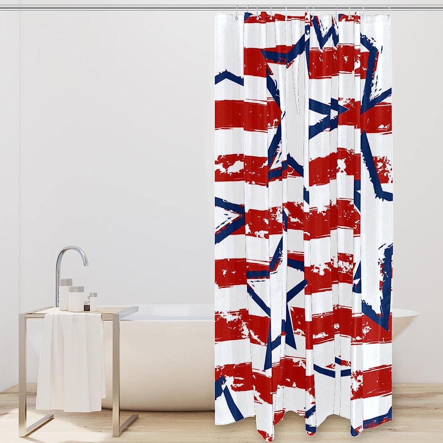 Patriotic Shower Curtain with Stars and Stripes Design for Chic Bathroom Decor