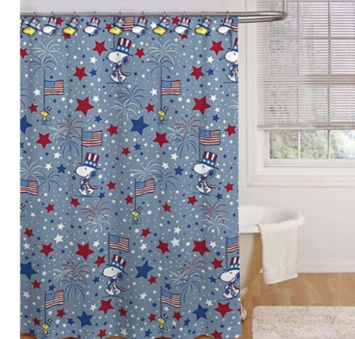 Patriotic Snoopy Shower Curtain Set - Perfect for Any Proud American