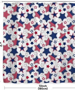Patriotic Stars Shower Curtain - 4th of July Independence Day Red, Blue Stars Theme