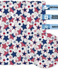 Patriotic Stars Shower Curtain - 4th of July Independence Day Red, Blue Stars Theme