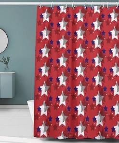 Patriotic Stars and Stripes American Flag Shower Curtain - Waterproof Fabric Bathroom Decor 
