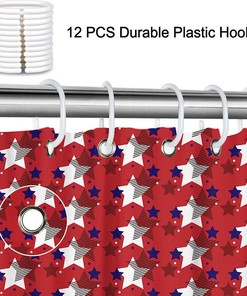 Patriotic Stars and Stripes American Flag Shower Curtain - Waterproof Fabric Bathroom Decor