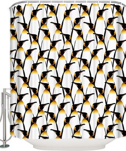 Pattern With Cute Penguins Cartoon Fun Art Shower Curtain For A Playful Bathroom