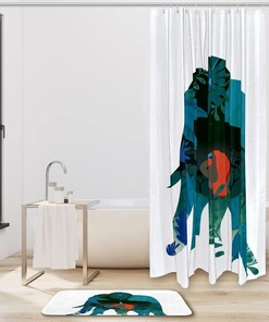Peaceful Elephant Waterproof Shower Curtain, Decorative Bathroom Accessory