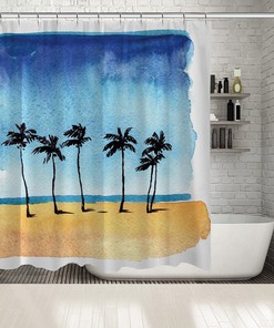 Peaceful Palm Trees Shower Curtain Waterproof For Bathroom Decor