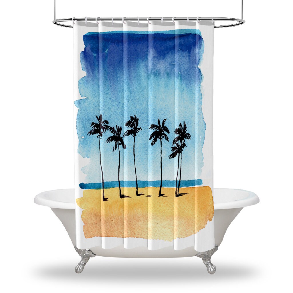 Peaceful Palm Trees Shower Curtain Waterproof For Bathroom Decor - Image 3