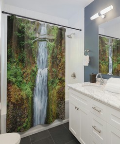Peaceful Rainforest and Waterfall Shower Curtain to Evoke a Sense of Tranquility in Your Bathroom
