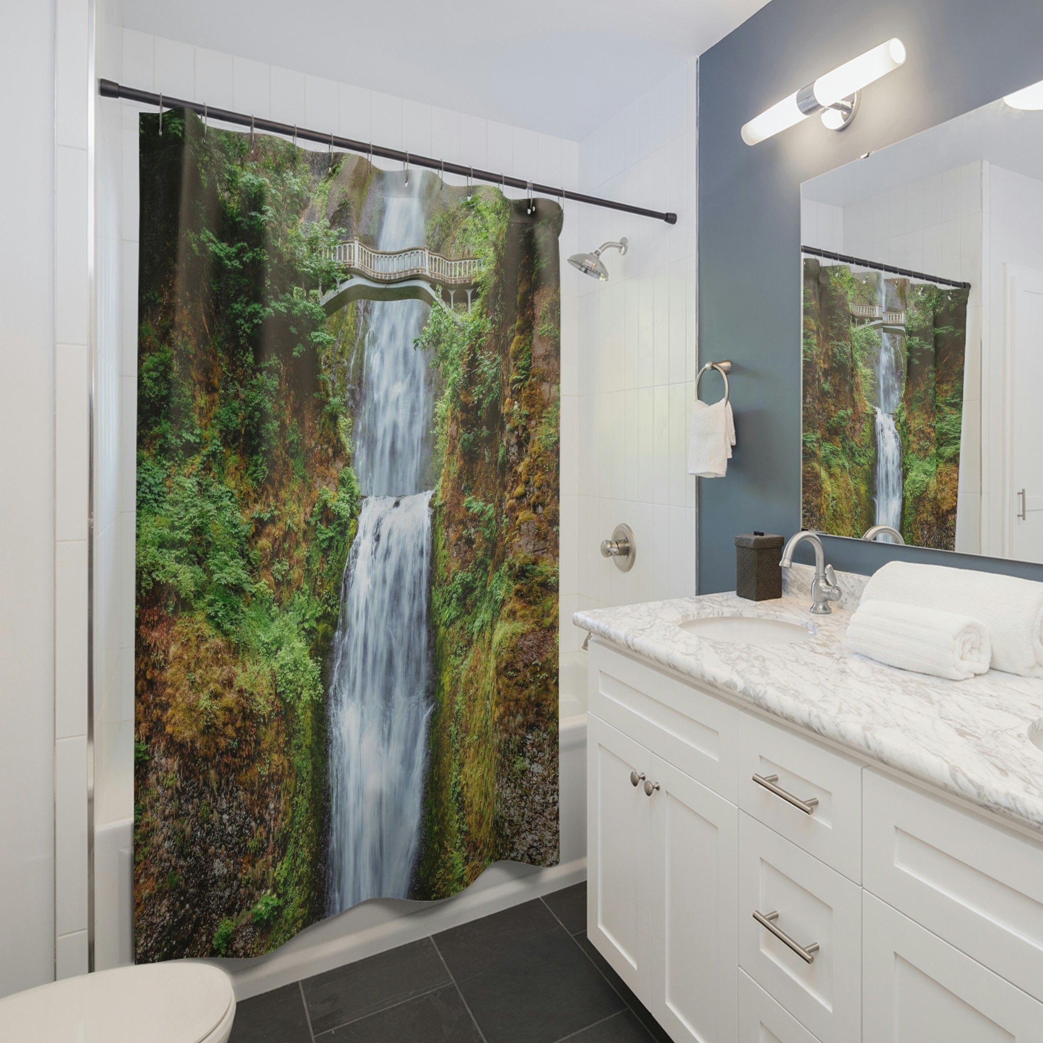 Peaceful Rainforest and Waterfall Shower Curtain to Evoke a Sense of Tranquility in Your Bathroom