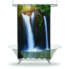 Peaceful Waterfall And Forest Nature View Shower Curtain With Waterproof Fabric