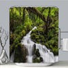 Peaceful Wild Forest Waterfall Shower Curtain With Scenic Print For Calming Bathroom Decor