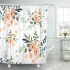 Peach Coral Floral Shower Curtain On White Background, Summer Beach Bathroom Accessory 