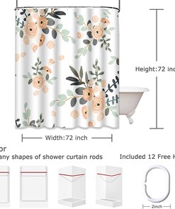 Peach Coral Floral Shower Curtain On White Background, Summer Beach Bathroom Accessory