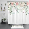 Peach Flower Bathroom Shower Curtain for Spring with Waterproof Fabric