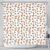Peach Fruit Patterned Waterproof Fabric Shower Curtain
