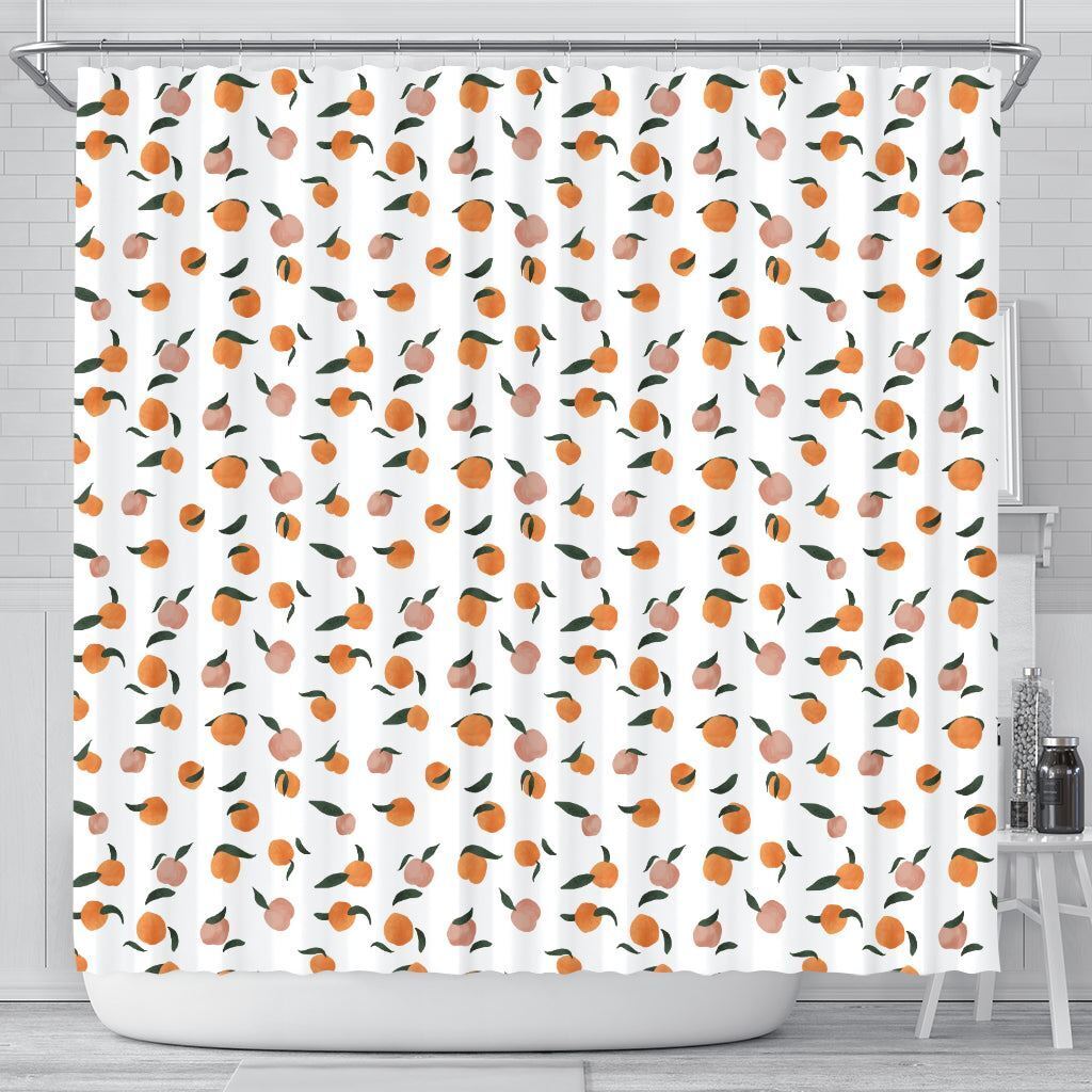 Peach Fruit Patterned Waterproof Fabric Shower Curtain