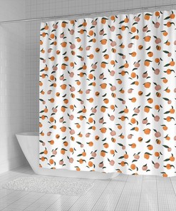 Peach Fruit Patterned Waterproof Fabric Shower Curtain