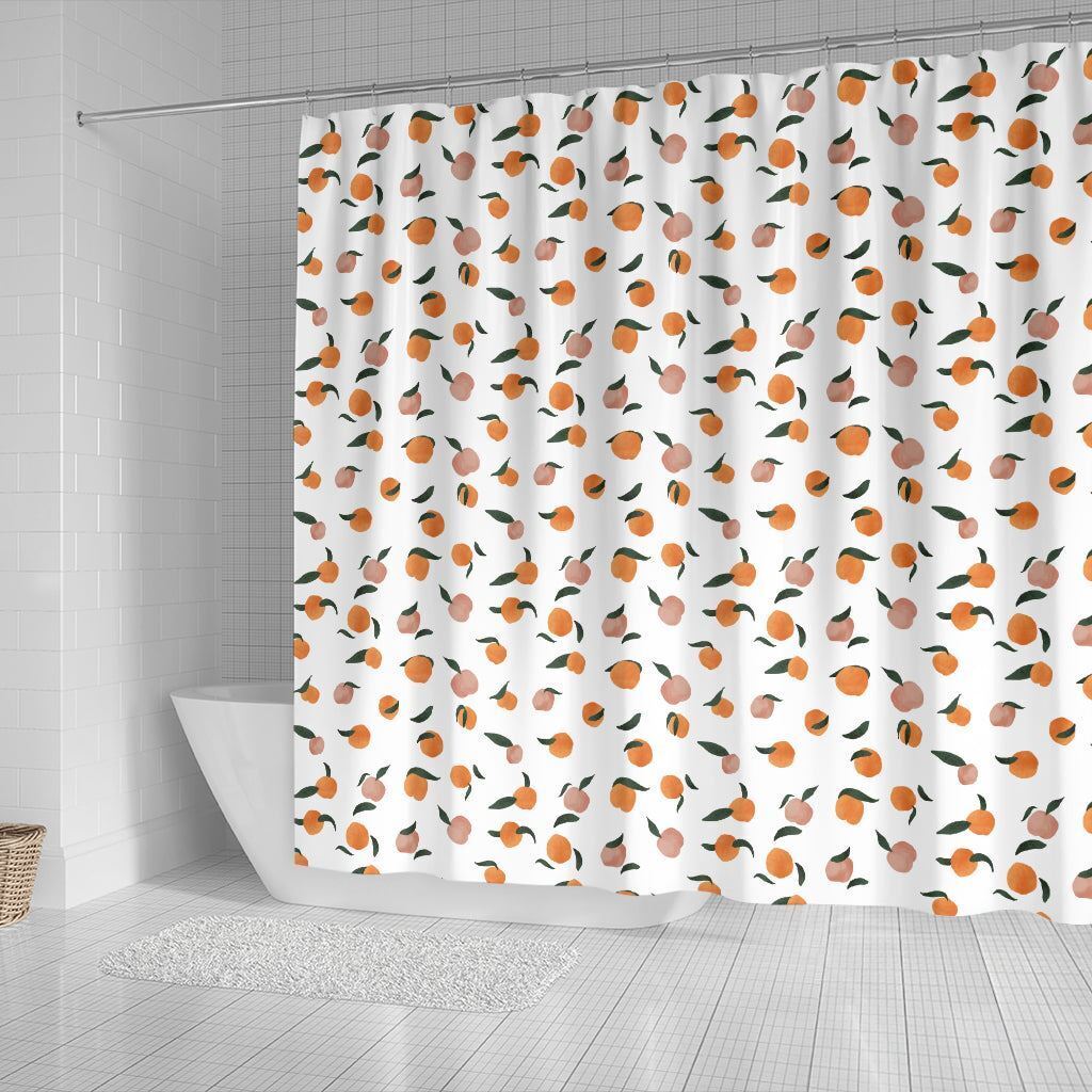 Peach Fruit Patterned Waterproof Fabric Shower Curtain