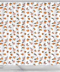 Peach Fruit Patterned Waterproof Fabric Shower Curtain