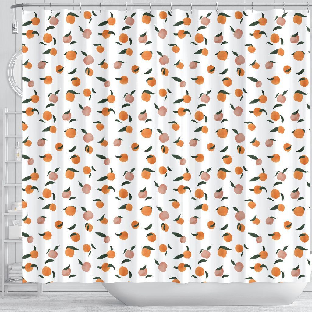 Peach Fruit Patterned Waterproof Fabric Shower Curtain