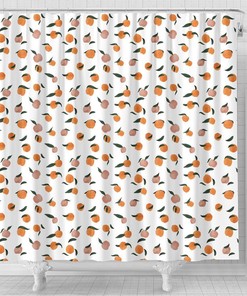 Peach Fruit Patterned Waterproof Fabric Shower Curtain
