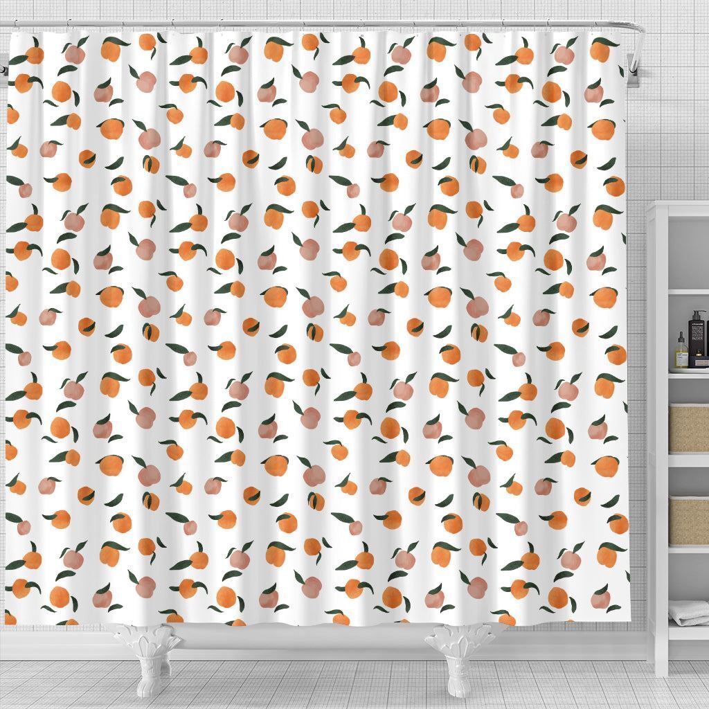 Peach Fruit Patterned Waterproof Fabric Shower Curtain